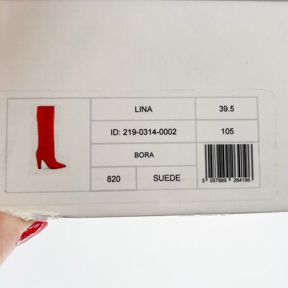 Manolo Blahnik Lina Orange Suede Knee High Pointed Toe Heeled Boot size IT 39.5 - Picture 15 of 15